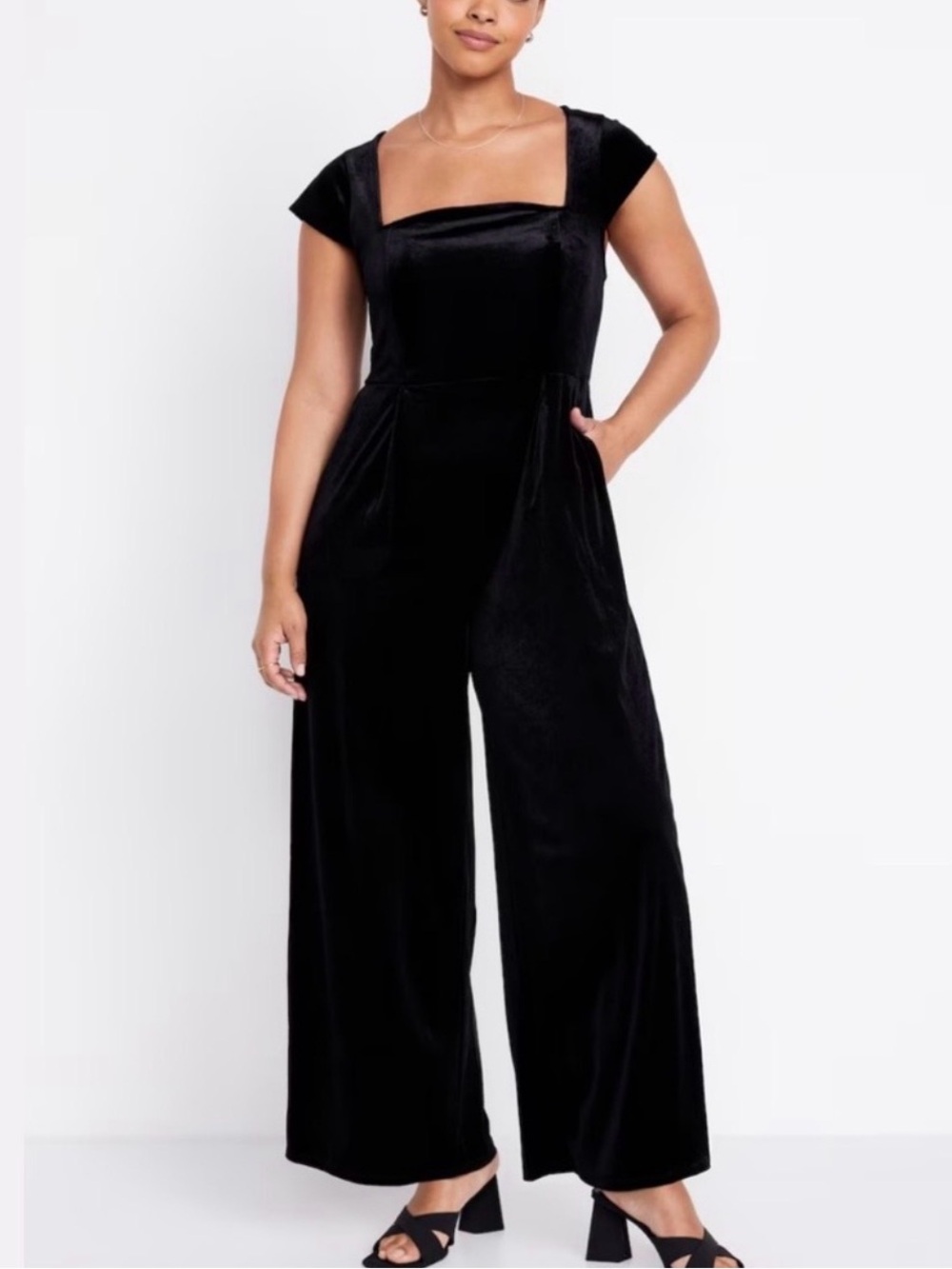 Old Navy Fit and Flare Black Velvet Jumpsuit